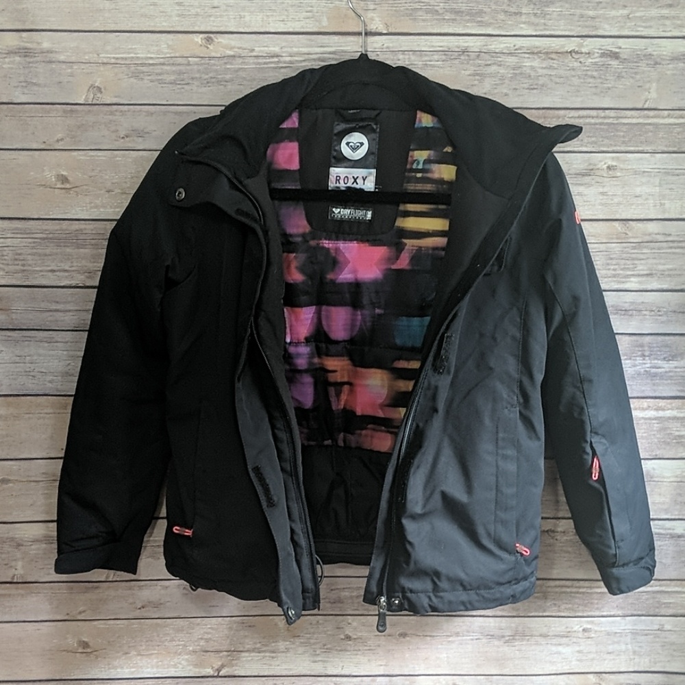 ROXY Girl's Winter Coat Black & Multi Colour